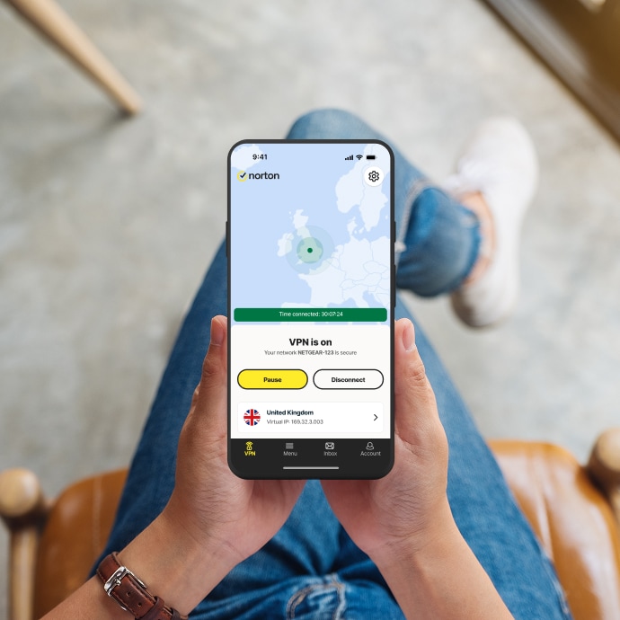 Telefoon met VPN aan op het scherm